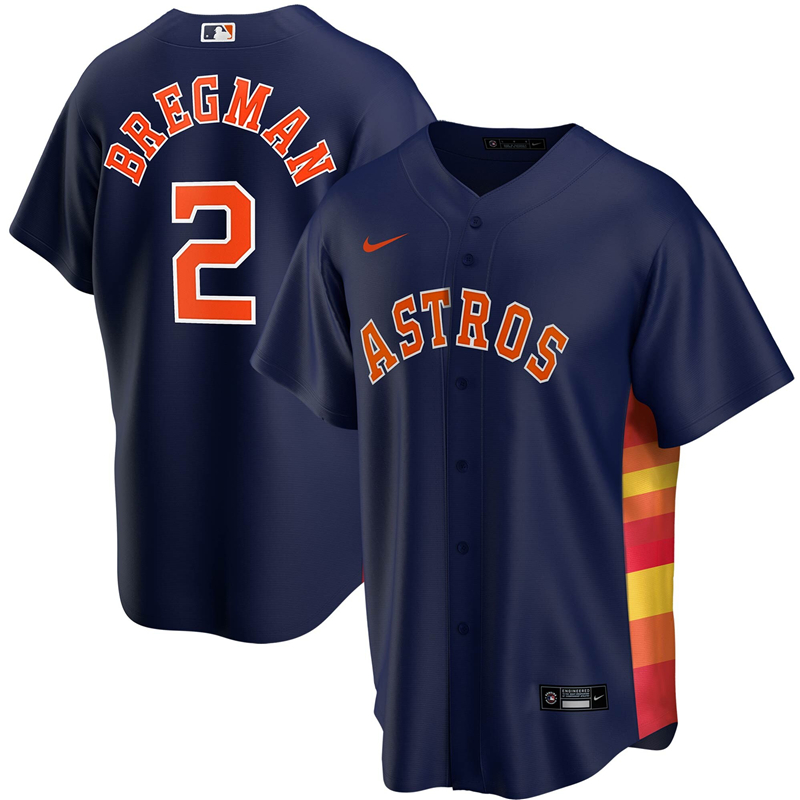 2020 MLB Men Houston Astros #2 Alex Bregman Nike Navy Alternate 2020 Replica Player Jersey 1->houston astros->MLB Jersey